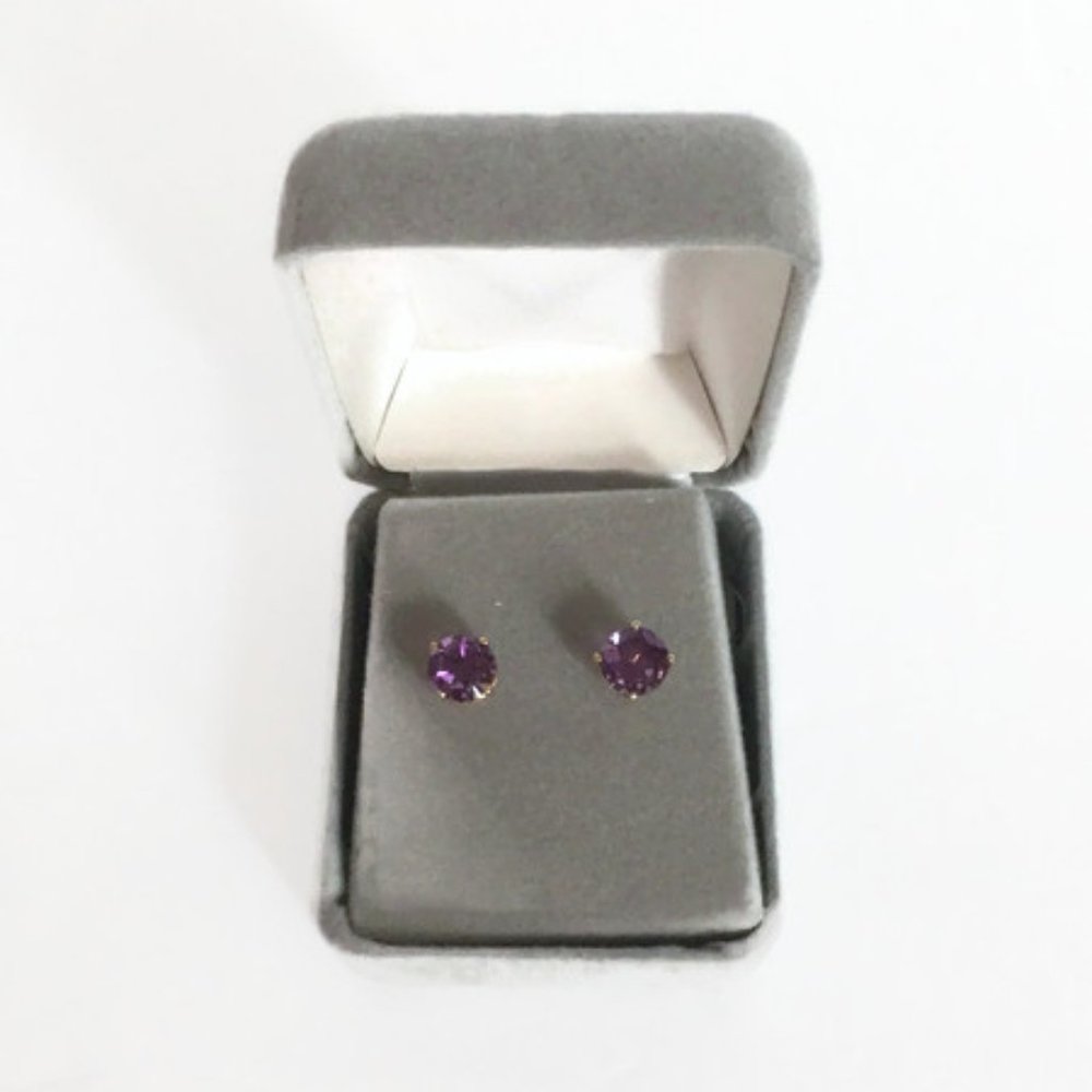 SOLD on eBay! 7mm Round Stud Amethyst Earrings 14K Prong Set NEW